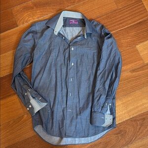 Men's Blue diamond Patterned Shirt 15.5x32/33
